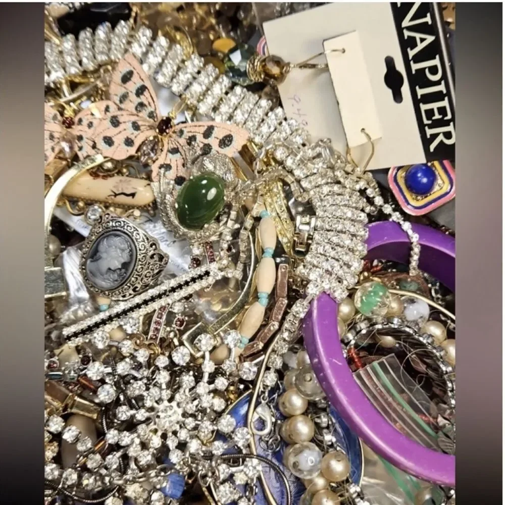 Big Estate Sale jewelry lot~ 3 LBs All wearable gold silver pearls rhine…